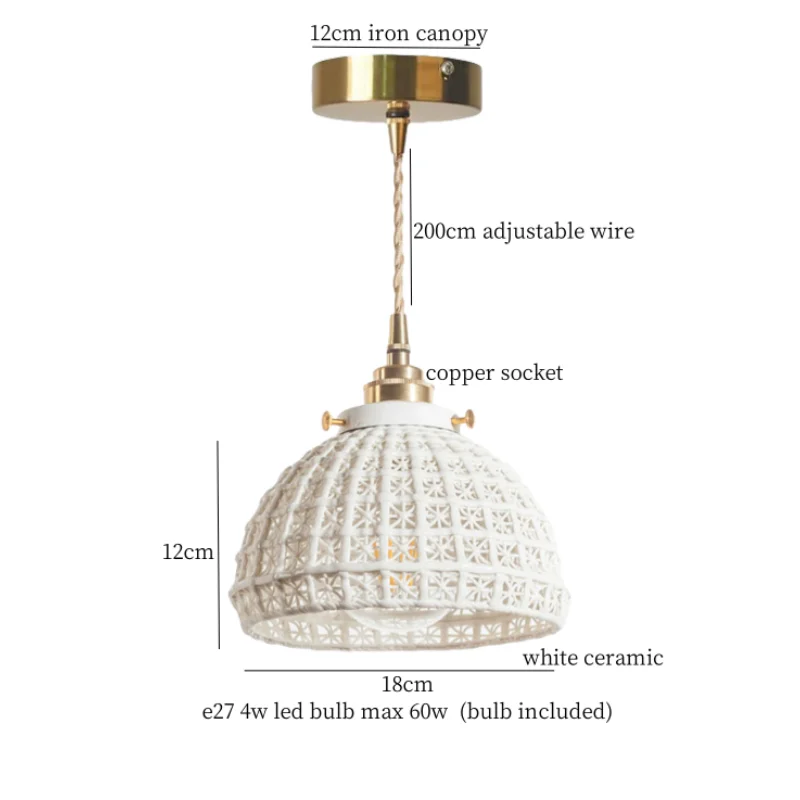 DecorBites™ French Minimalism Ceramic LED Pendant Light for Home Decor