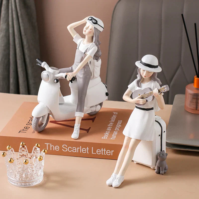 DecorBites™ Kawaii Girl Figurine Sculpture for Room Decor and Desk Accessories