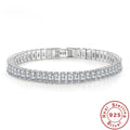 luxury designer 925 Sterling Silver fine Crystal Bracelet For Women fashion Jewelry Engagement Wedding Glamour 18CM