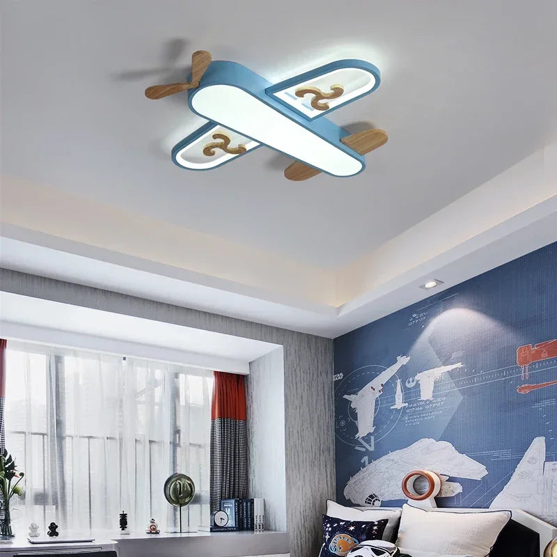 DecorBites™ Kids LED Wood Ceiling Light in Yellow & Blue - Minimalist Design