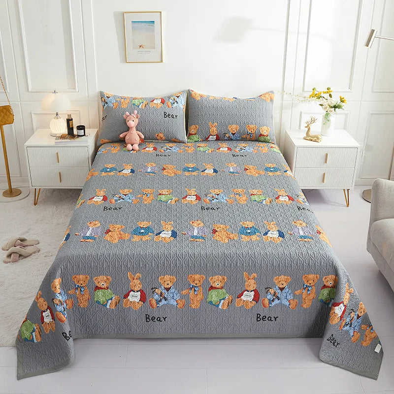 DecorBites™ Cotton Double Bedspread Set with Floral Design for Healthy Home Bed Decor