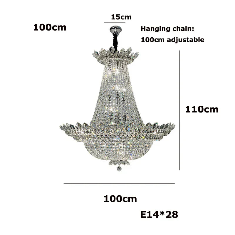 DecorBites™ K9 Crystal Gold Ceiling Chandelier - Trendy Chrome Lighting