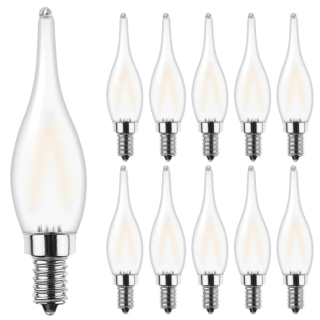 DecorBites™ Frosted LED Candle Bulbs 1.5W Dimmable E12 E14 Base Warm White 2700K - Chandelier Decor Bulb