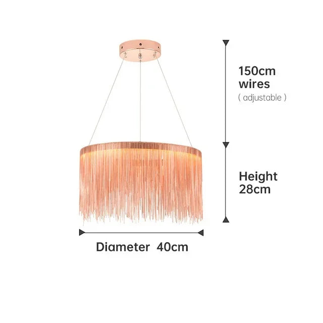 DecorBites™ Gold Chain Chandelier with Remote Control - Modern LED Pendant Light for Home Décor