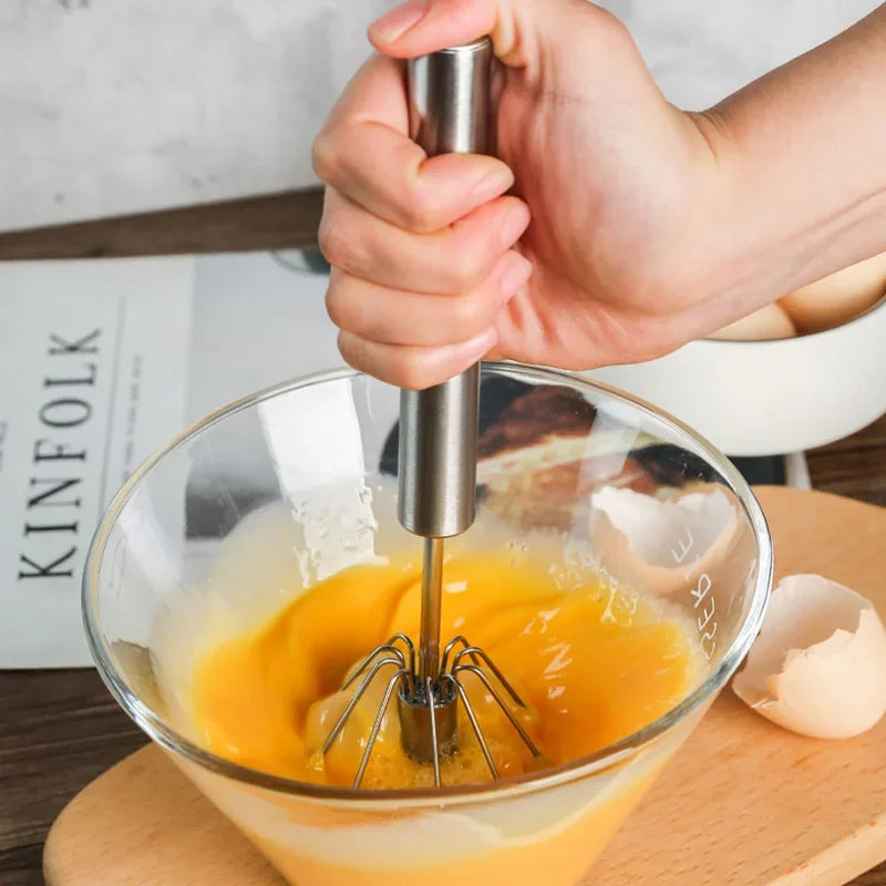 DecorBites™ Hand Pressure Stainless Steel Egg Beater Whisk Mixer Kitchen Cooking Tools