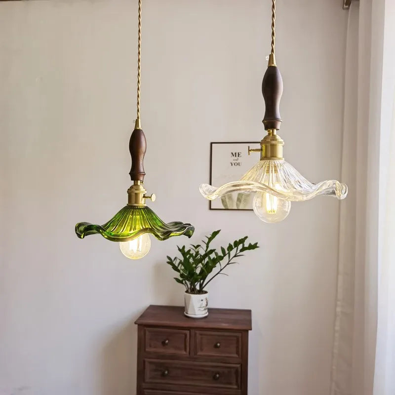 DecorBites™ Japanese Style Green Glass LED Pendant Chandelier for Home Decor