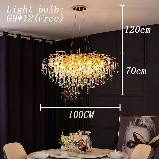 DecorBites™ Crystal LED Chandelier: Elegant Modern Luxury Ceiling Lighting for Living Room Decor