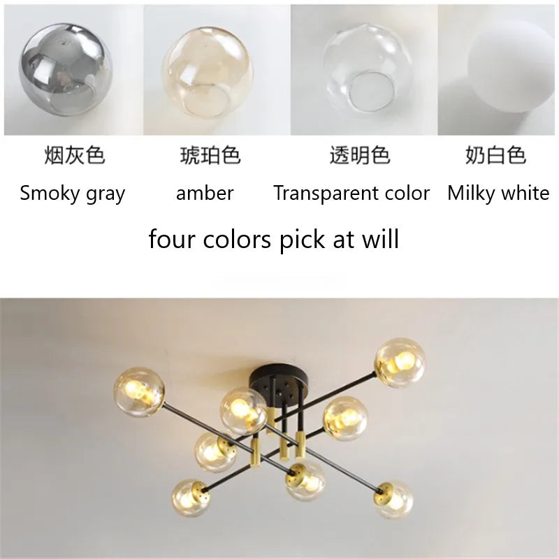 DecorBites™ Glass Ball LED Chandelier for Modern Living Room and Kitchen Lighting