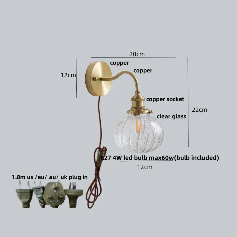 DecorBites™ Green Class Ball LED Wall Light with Copper Socket for Bedroom Living Dining Room