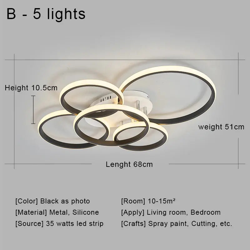 DecorBites™ LED Ceiling Chandelier Remote Control Living Room Bedroom Kitchen Lamp White