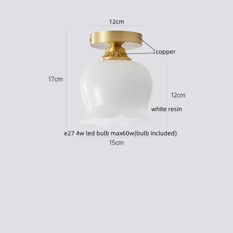 DecorBites™ Glass LED Ceiling Lamp Copper Walnut Modern Living Room Lighting Fixtures