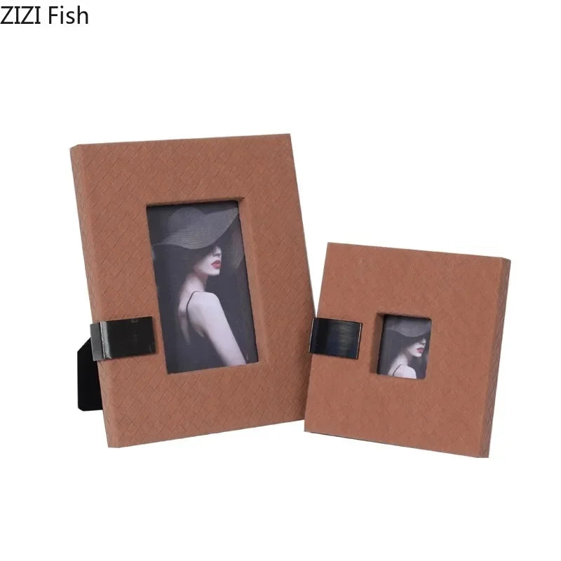 DecorBites™ Leather Photo Frame | Modern Design Picture Frame Bedside Table & Desk Décor