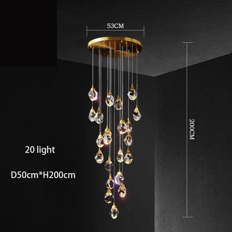 DecorBites™ Elegant Crystal Chandelier for Living Room & Staircase Lighting