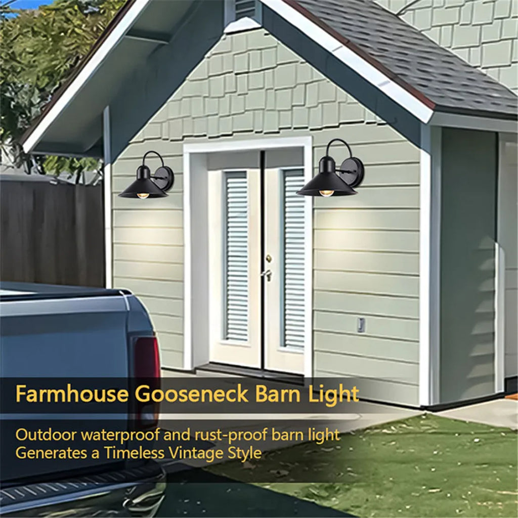 DecorBites™ Black Farmhouse Barn Lights: Waterproof Outdoor Wall Sconce with E27 Socket
