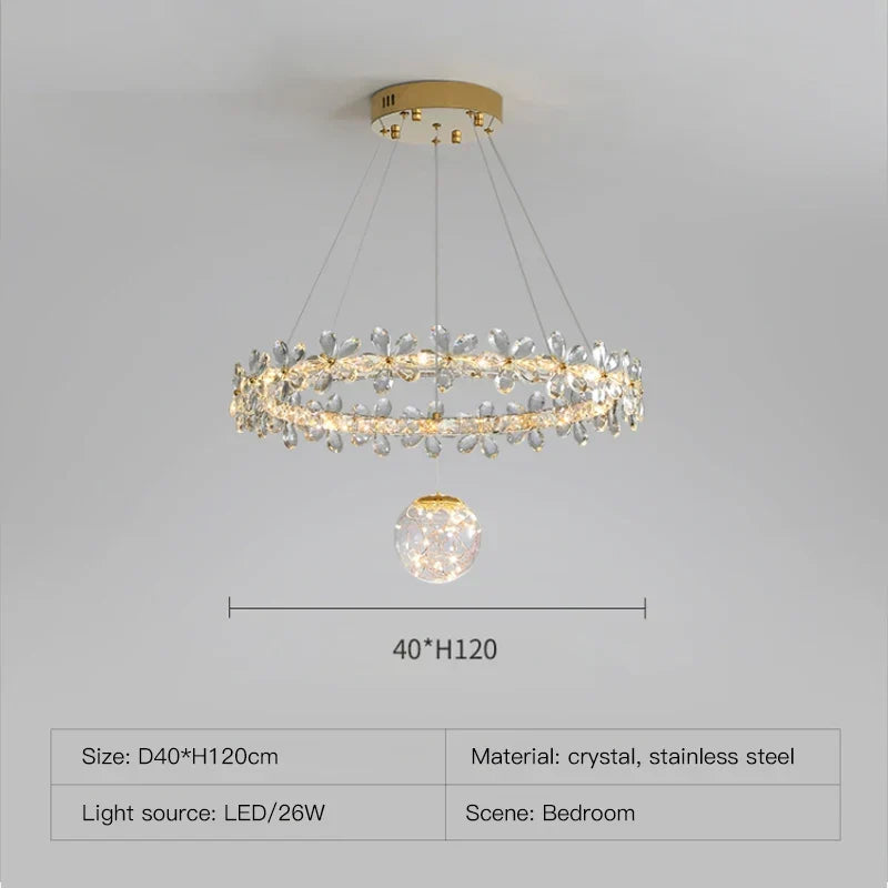 DecorBites™ Gold Crystal Spiral Chandelier LED Pendant Lights for Home Decoration