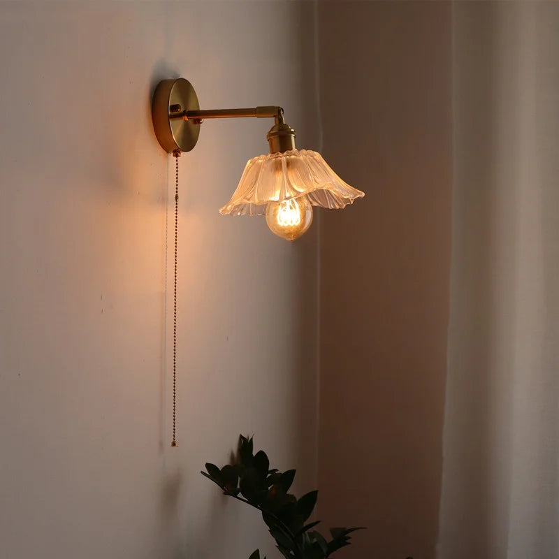 DecorBites™ Japanese Style LED Glass Copper Wall Lamp Sconce for Restaurant, Bar, Bedroom, Bathroom