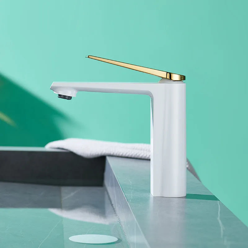 DecorBites™ Gold Gray Bathroom Faucet Single Handle Mixer Sink Tap Deck Mounted