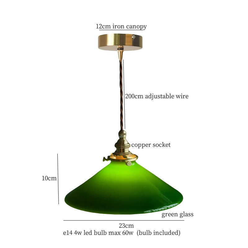 DecorBites™ Green Glass LED Pendant Lamp for Living & Dining Room Decor