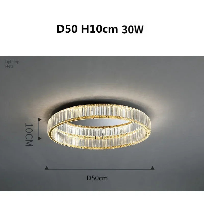 DecorBites™ Gold Steel LED Dimmable Ceiling Lights Luxury Crystal Fixture