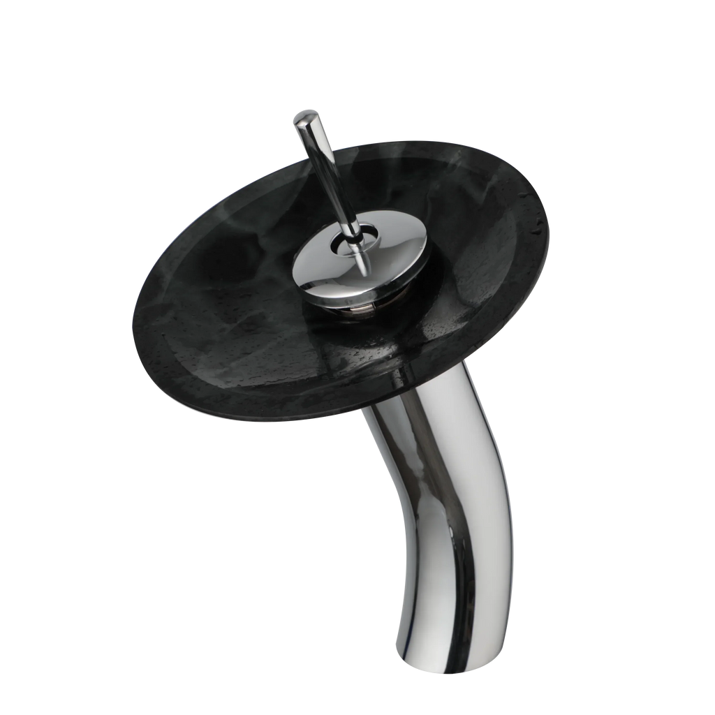 DecorBites™ Glass Rocker Handle Basin Faucet, Waterfall Mixer Taps, Chrome Finish