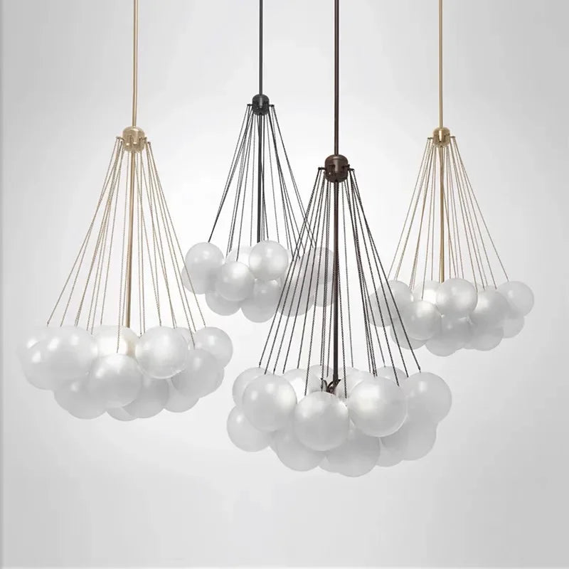 DecorBites™ Glass Ball LED Chandelier for Modern Living Room, Nordic Design Bubble Pendant Lamp