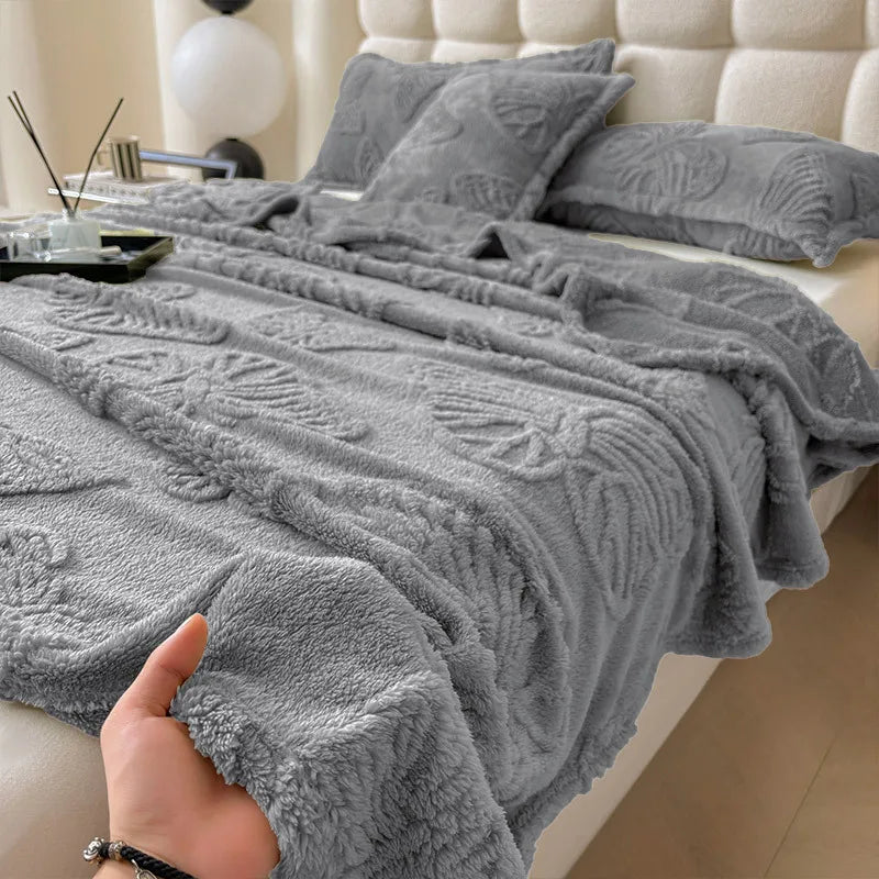 DecorBites™ Luxe Chiffon Butterfly Jacquard Throw: Soft & Cozy Blanket for Couch or Bed