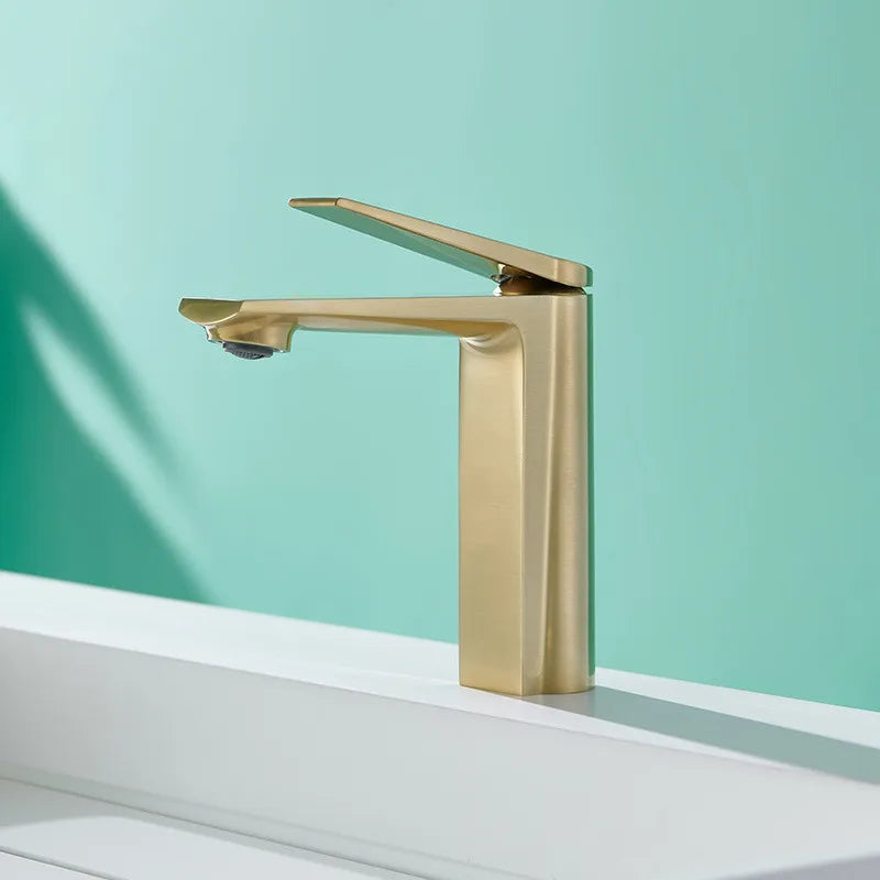 DecorBites™ Gold Gray Bathroom Faucet Single Handle Mixer Sink Tap Deck Mounted