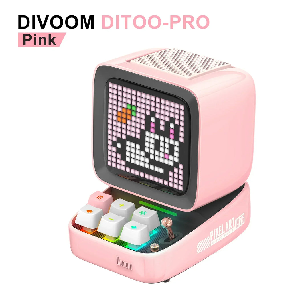 DecorBites™ Ditoo Pixel Art Game Bluetooth Speaker: 16X16 LED Display Board (Pink)