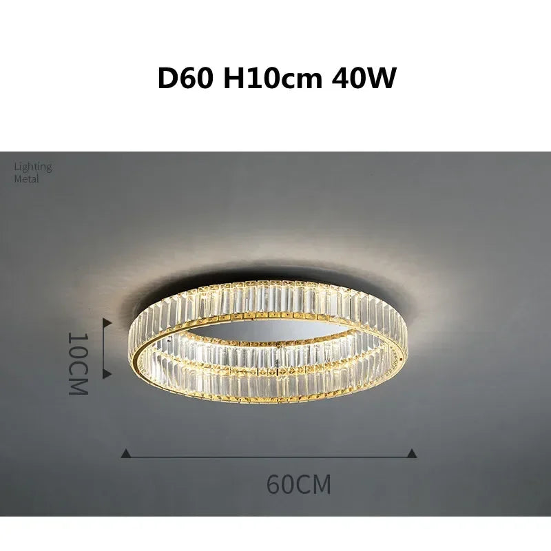 DecorBites™ Gold Steel LED Dimmable Ceiling Lights Luxury Crystal Fixture