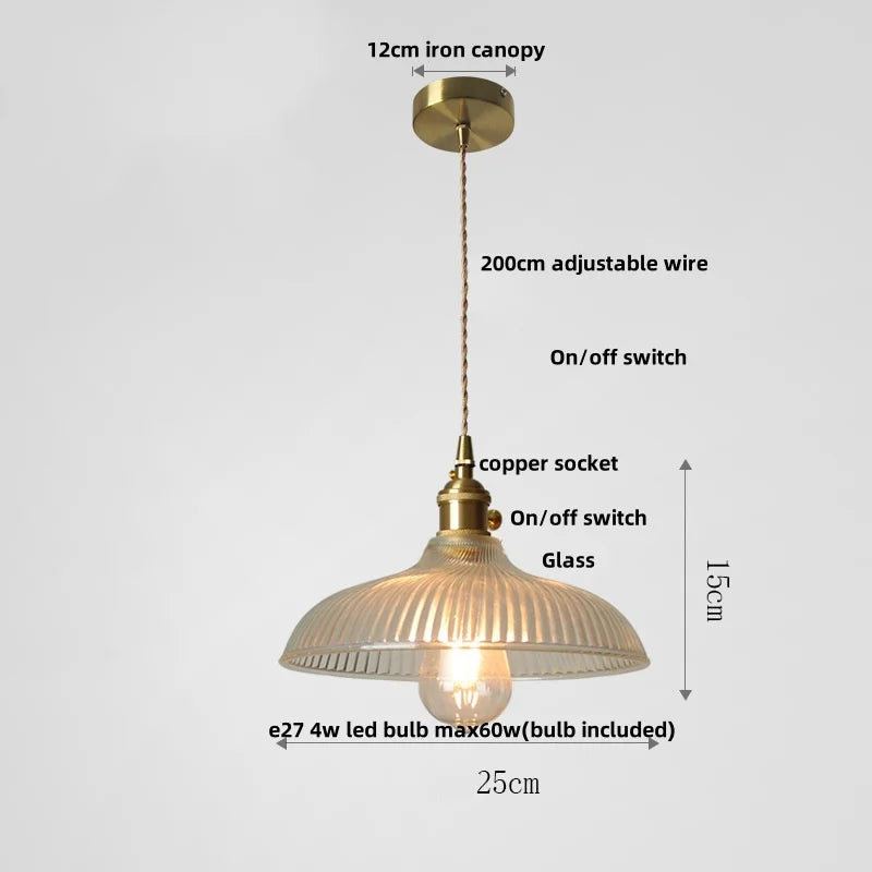DecorBites™ LED Brass Pendant Lamp Modern Clear Glass Dining Light