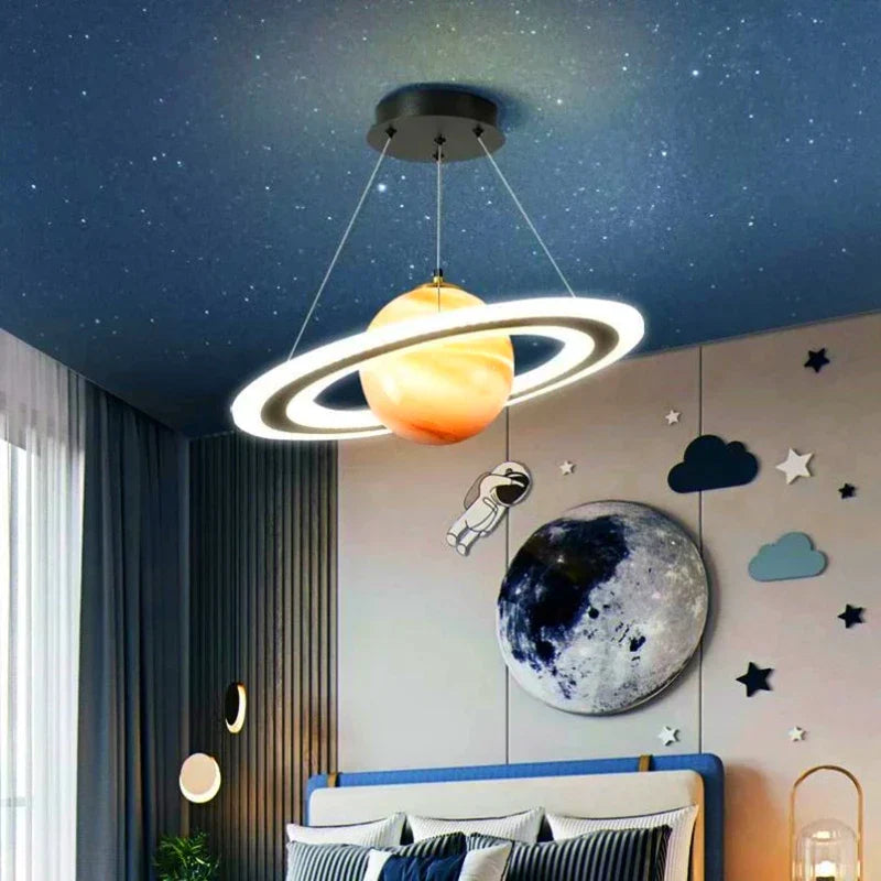 DecorBites™ LED Acrylic Planet Pendant Light: Children Room Star Chandeliers for Living Room Bedroom