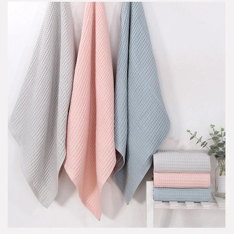 DecorBites™ Cotton Waffle Towel Bath Set for Adults & Children - 70*140cm & 34*74cm