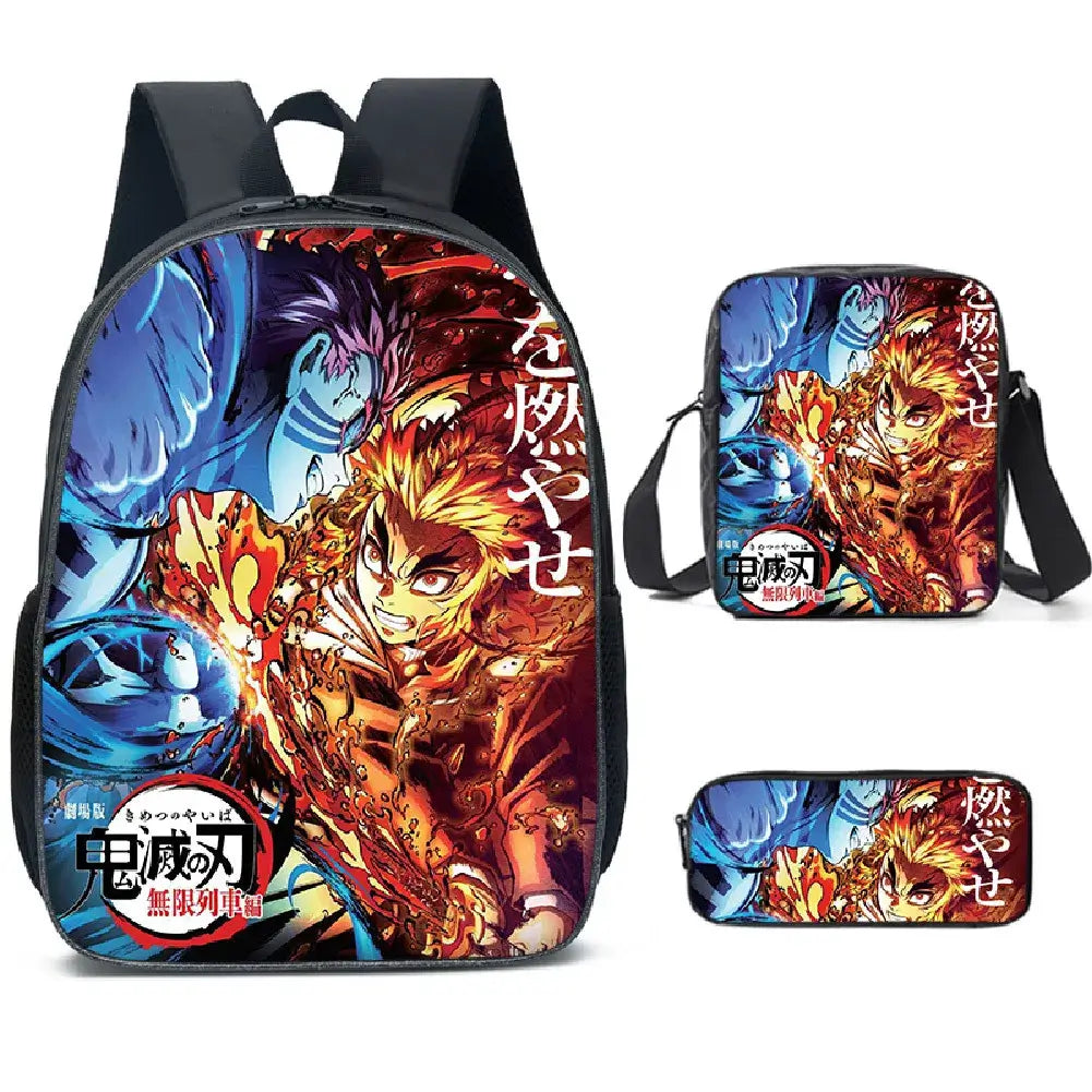 Demon Slayer Backpack: Nezuko 3-Piece Schoolbag Set