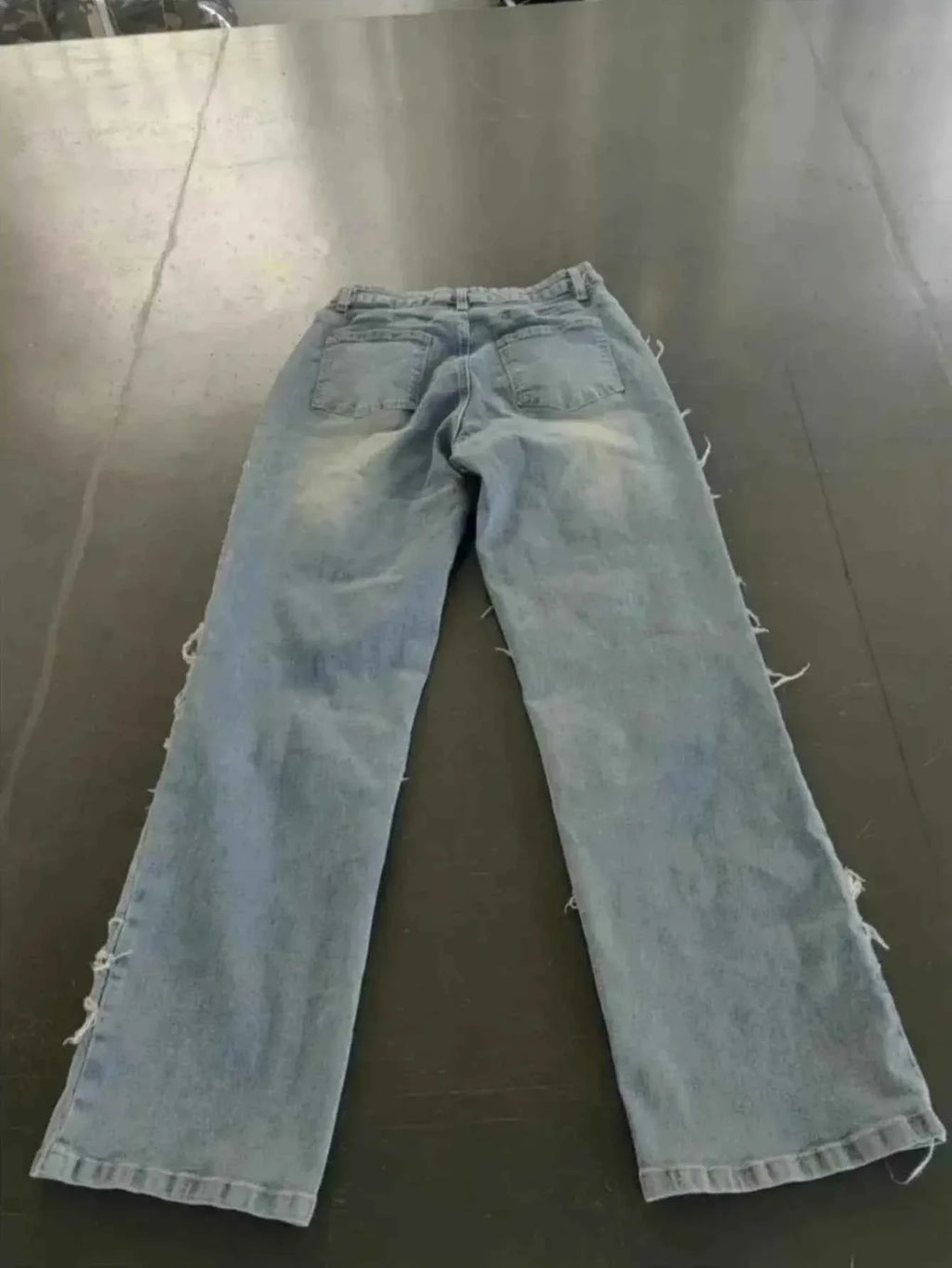 Y2K 90s Street Style Women's Vintage Fringed Distressed Flare Jeans