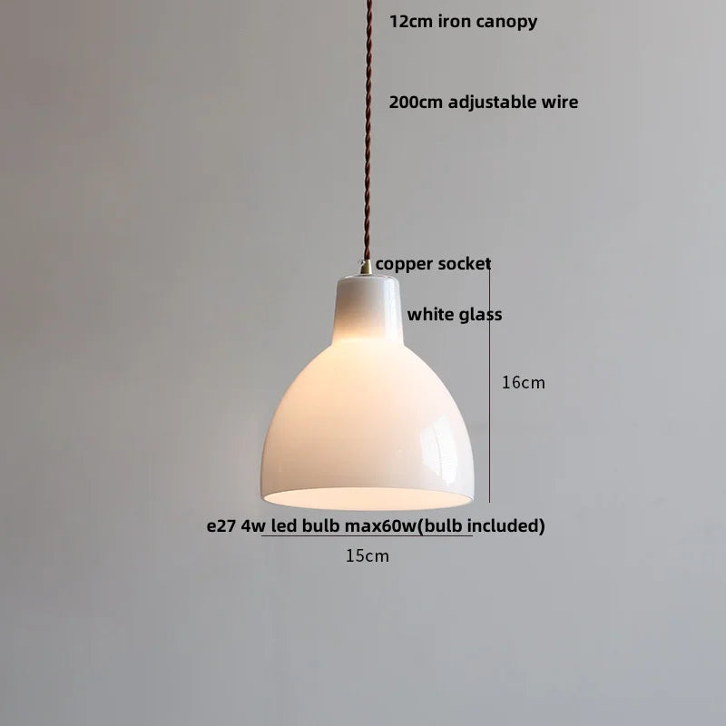 DecorBites™ Copper White Glass LED Pendant Lamp for Modern Living Room Decor