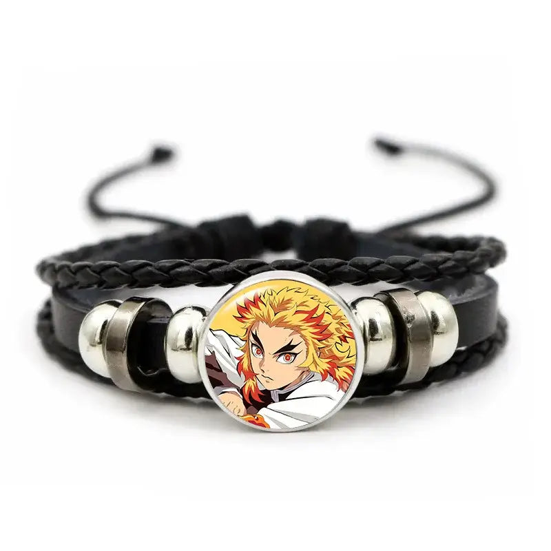 Demon Slayer Bracelet: Tanjiro & Nezuko Leather Charm