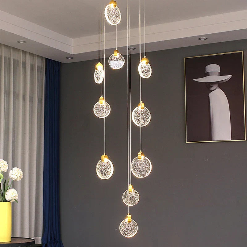 DecorBites™ Crystal LED Stair Slinglight for Nordic Living Room, Villa, and Restaurant
