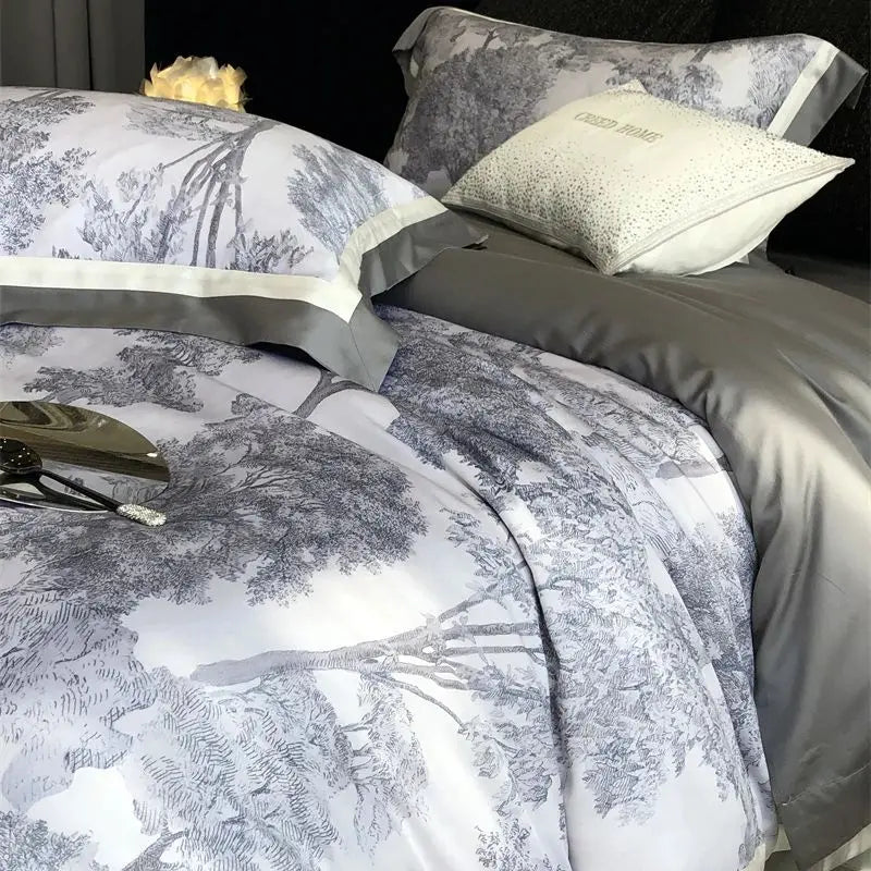 DecorBites™ Jungle Print Flowers Bedding Set: Silky Soft Duvet Cover, Sheet Set, Pillowcase