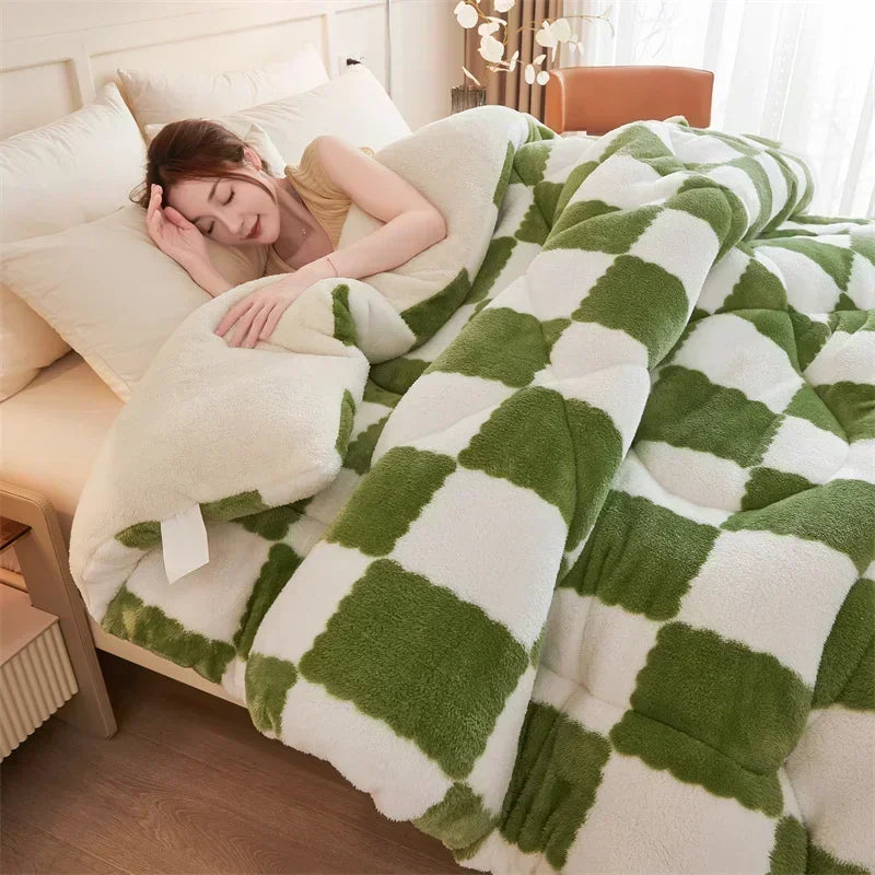 DecorBites™ Cozy Checkerboard Cashmere Weighted Blanket for Ultimate Winter Warmth