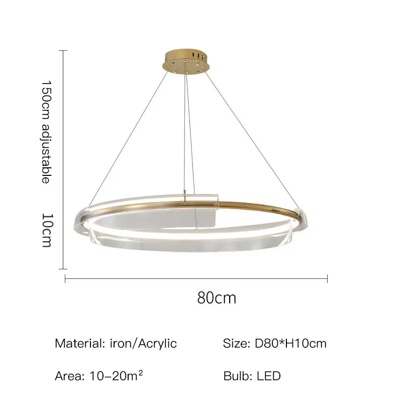 DecorBites™ Gold Ring Chandelier LED Pendant Light Modern Hanging Lamp for Home Decoration