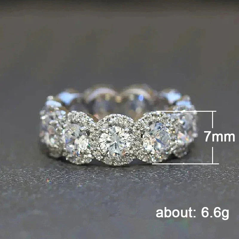 Huitan Sparkling Cubic Zirconia Promise Rings for Women Wedding Engagement Bands Silver Color New Modern Fashion Female Jewelry
