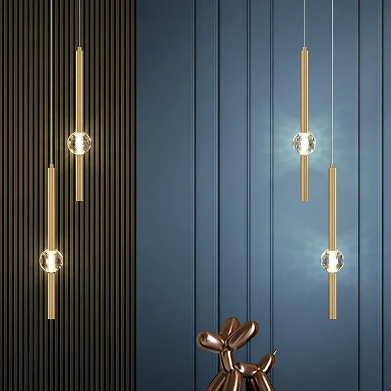 DecorBites™ Crystal LED Chandelier for Nordic Bedroom, Living Room, and TV Wall