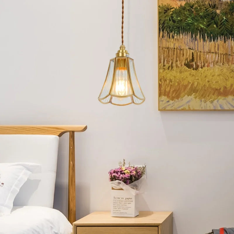DecorBites™ Glass LED Hanging Lamp | Minimalist Copper Pendant Light