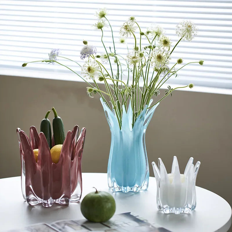 DecorBites™ Geometric Bud Glass Vase for Home Decoration and Storage