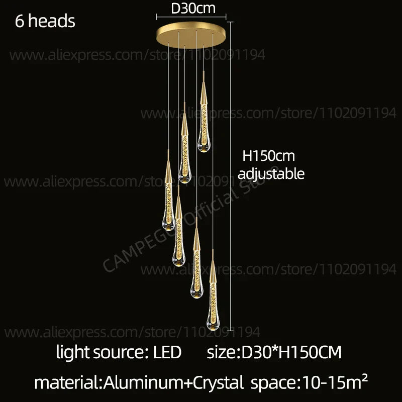 DecorBites™ Crystal LED Pendant Chandelier for Modern Luxury Living Room