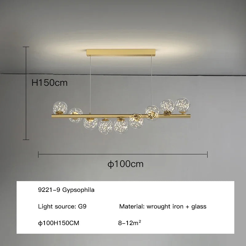 DecorBites™ Glass Ball G9 LED Chandelier for Dining Room, Kitchen, Office & Front Desk