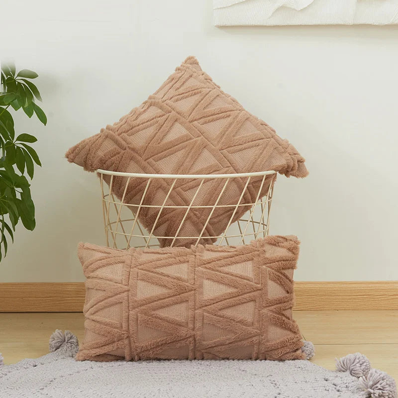DecorBites™ Embroidered Diamond Cushion Cover for Modern Living Room Decor