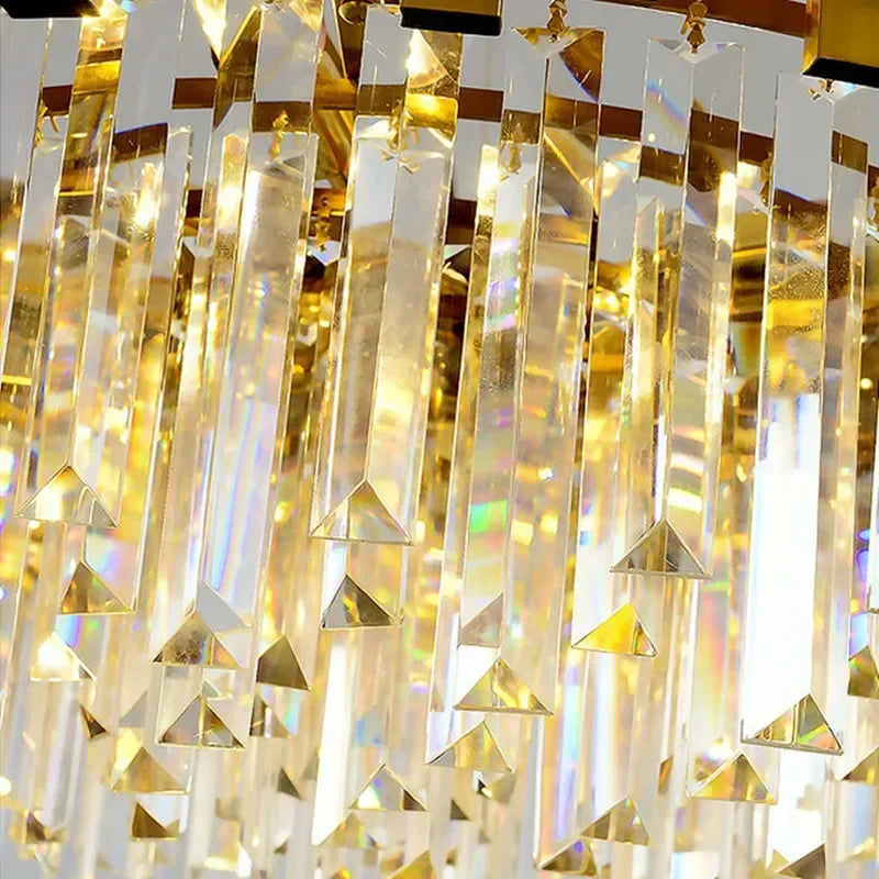 DecorBites™ Golden Crystal Chandelier LED Lighting for Dinning Room