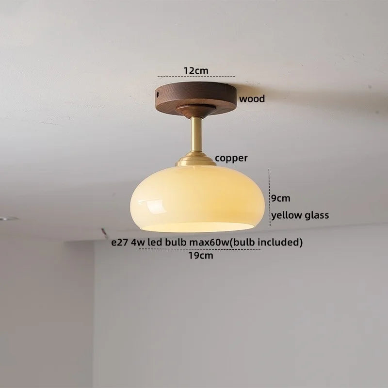 DecorBites™ Glass Wood LED Ceiling Light Nordic Design for Living Room & Corridor