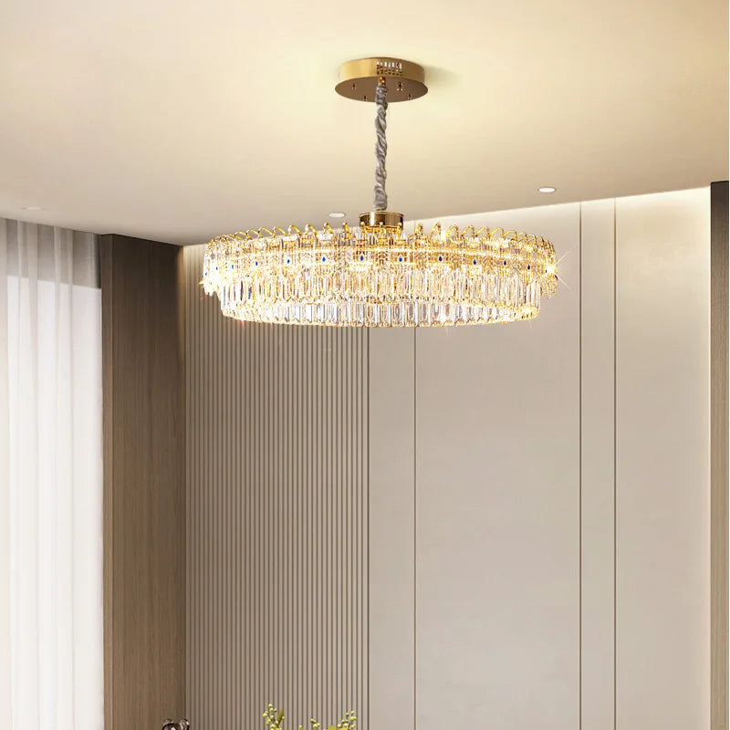 DecorBites™ Double Crystal Ceiling Chandelier: Modern Luxury Home Decoration for Living Room